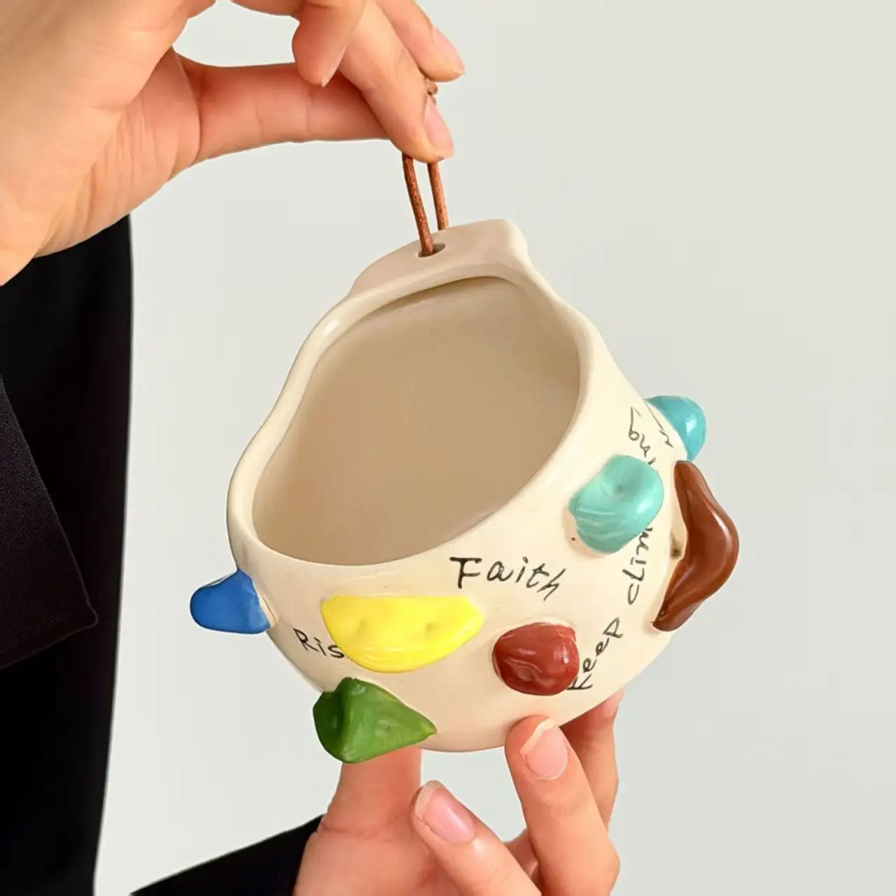 Creative Climbing Cup Unique and Beautiful Coffee Cups Design Sense Niche Mouth Mug Ceramic Latte Coffee Drinkware
