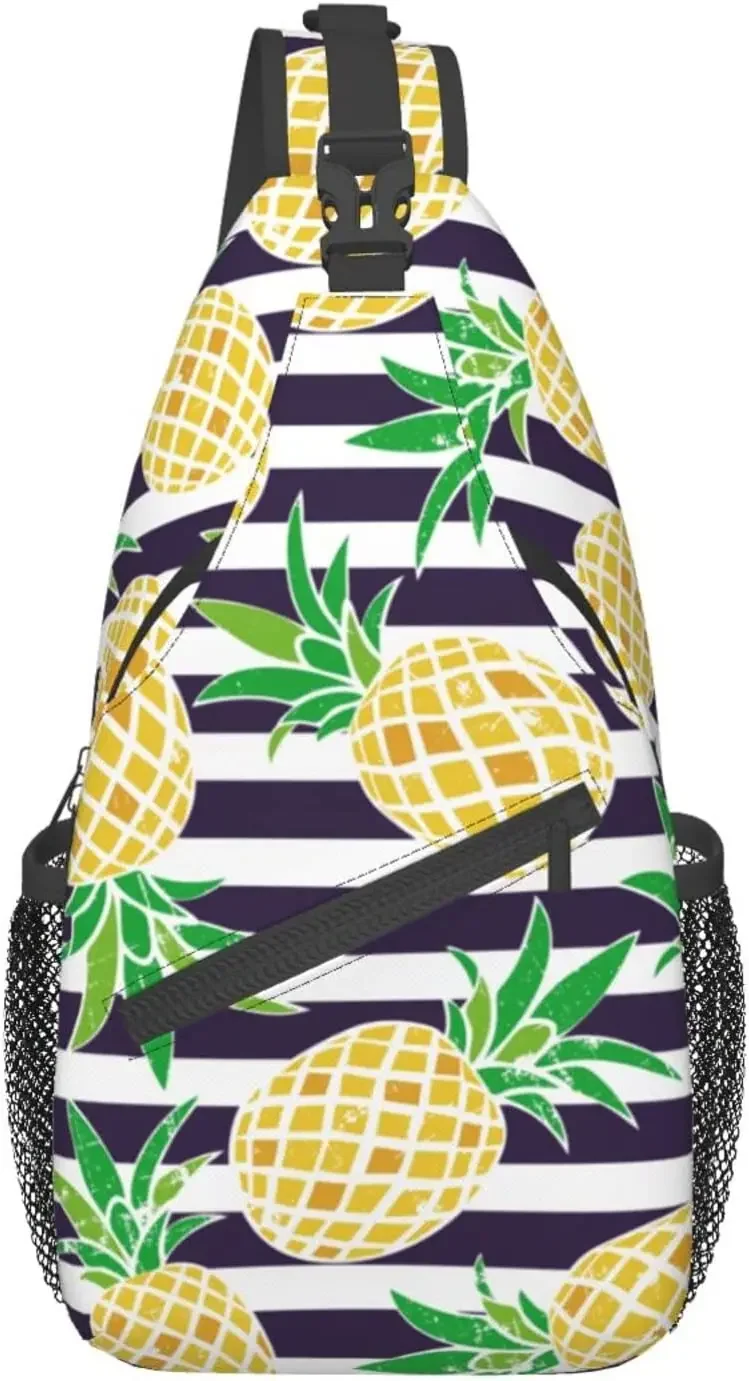 Pineapple Sling Bag Crossbody Travel Hiking Chest Backpack Shoulder Daypack for Women Men Four Seasons Polyester Casual One Size