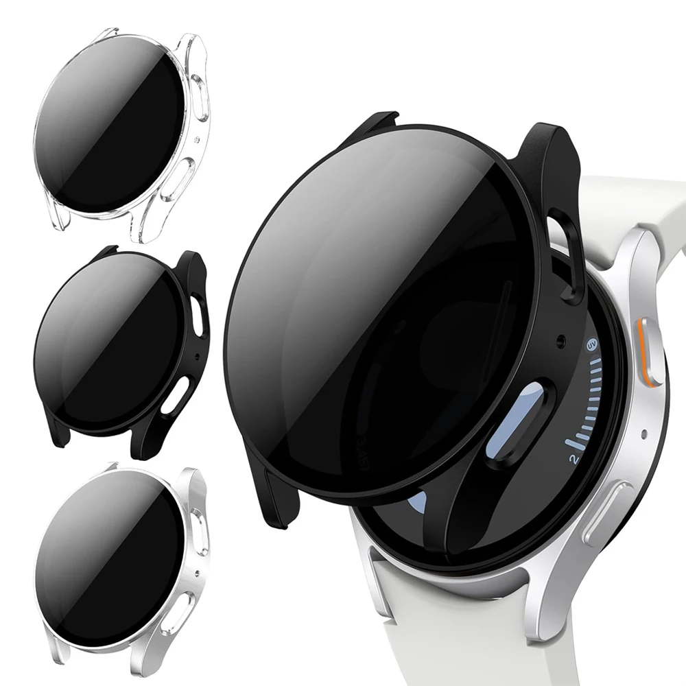 Tempered Glass+Cover for Samsung Galaxy watch 6/7 Case 44mm 40mm PC Anti-Spy Shockproof Overall Protective Cover Galaxy watch 6
