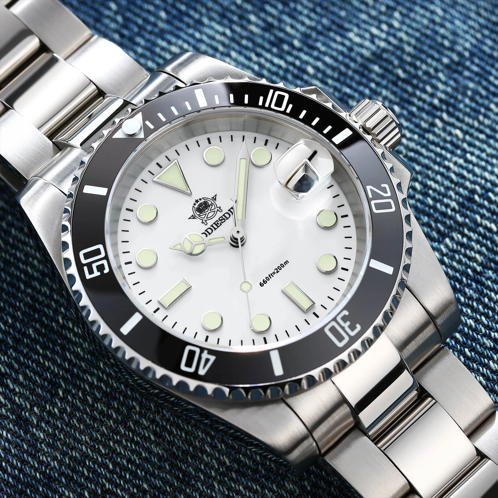 Addiesdive جديد ساعات رجالية السيراميك Beze كوارتز ساعة اليد للرجال BGW9 سوبر مضيئة 200 متر مقاوم للماء Reloj فستان ساعة الغوص