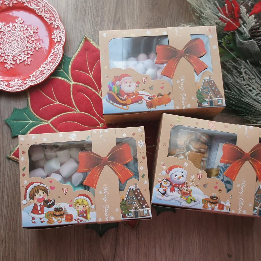 

22*15*9cm 12pcs Christmas with Seal Santa Tree Friends Paper Box Candle Jam Bake DIY Party Favors Gifts Packaging