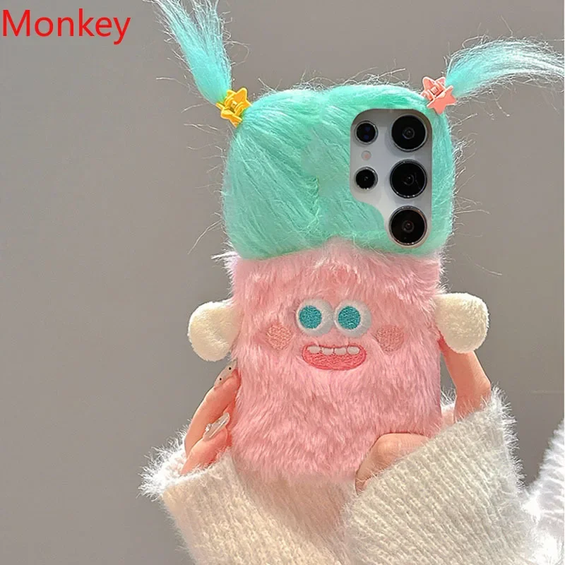 Funda de teléfono bonita y esponjosa con dibujos 3D para Google Pixel 9A 8A 7A 6A 9 Pro XL 8 5G 7 6, funda de silicona suave de Color cálido para invierno, regalo