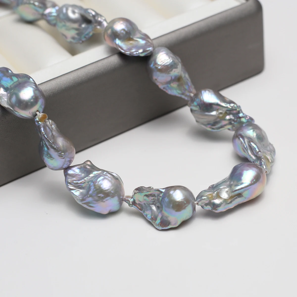 AAAAA 12-15mm Irradiated Gray High-Quality Baroque Tail-Shaped Natural Pearl Beads for Jewelry Making DIY Necklace Accessories