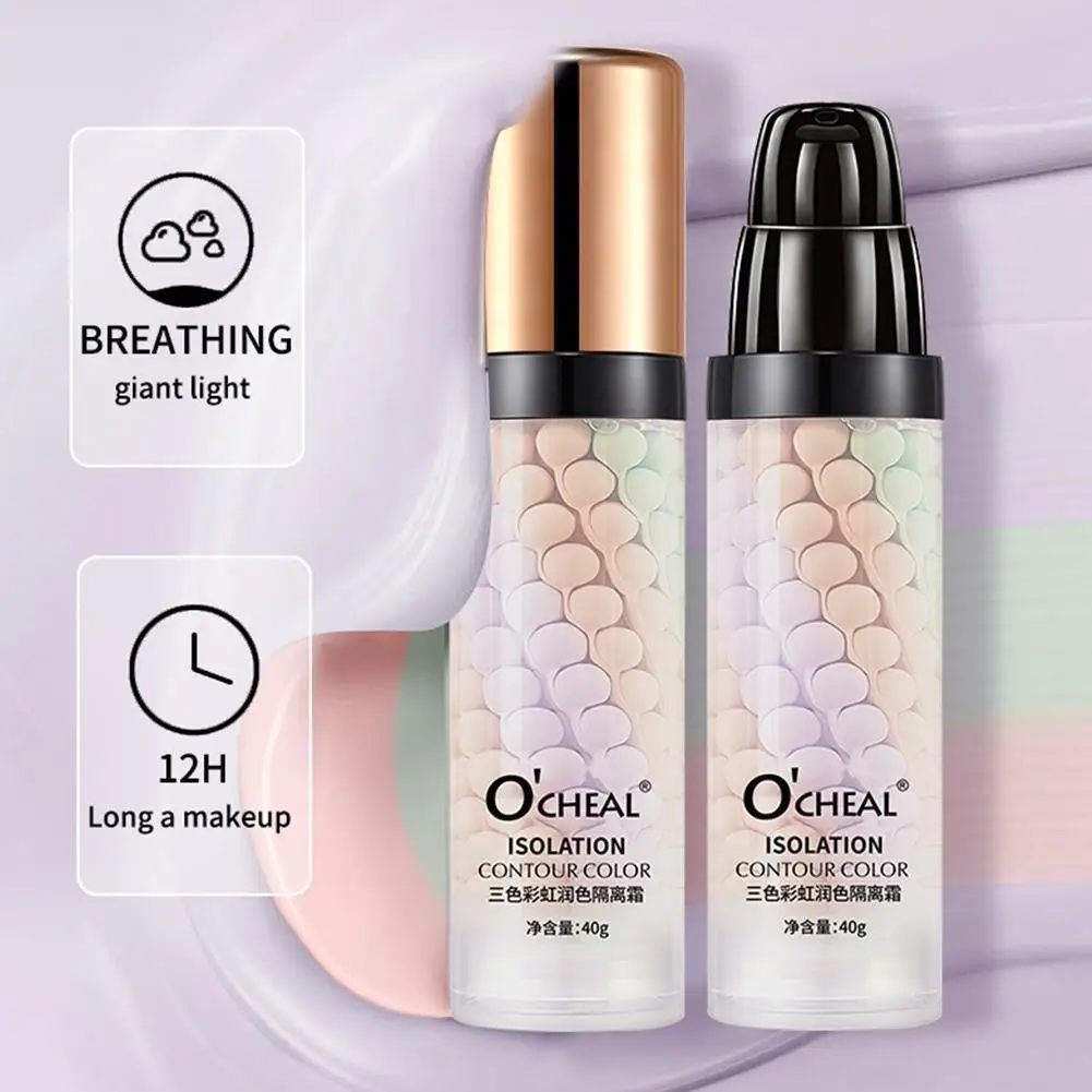 3 Colors Liquid Concealer Mixed Isolation Lotion Makeup Skin Moisturizing Bright Pore Face Base 40g Foundation Primer Invis D6h7