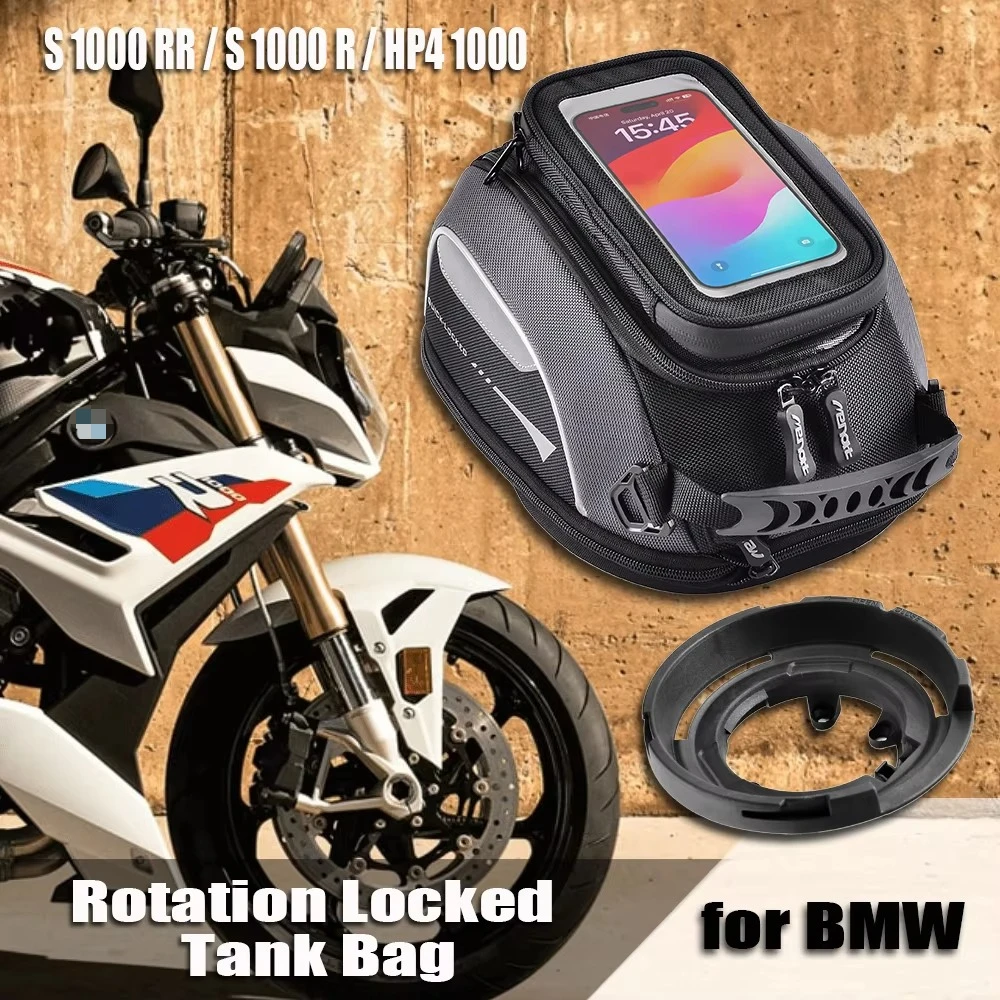 2026 Upgrade Rotation‑Locked Anti‑Theft Tank Bag For BMW HP4 1000 S1000R S1000RR Waterproof Touch‑Screen GPS Fuel Luggage Sport
