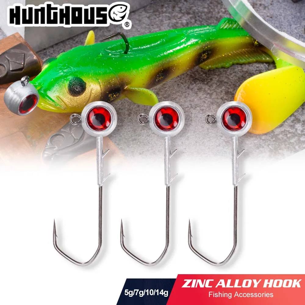 

Hunthouse Fishing Hooks With Red Eyes 5g 7g 10g 14g Zinc Alloy Jig Head Rockfishing Hooks Fishing Accessories Tackle LW333
