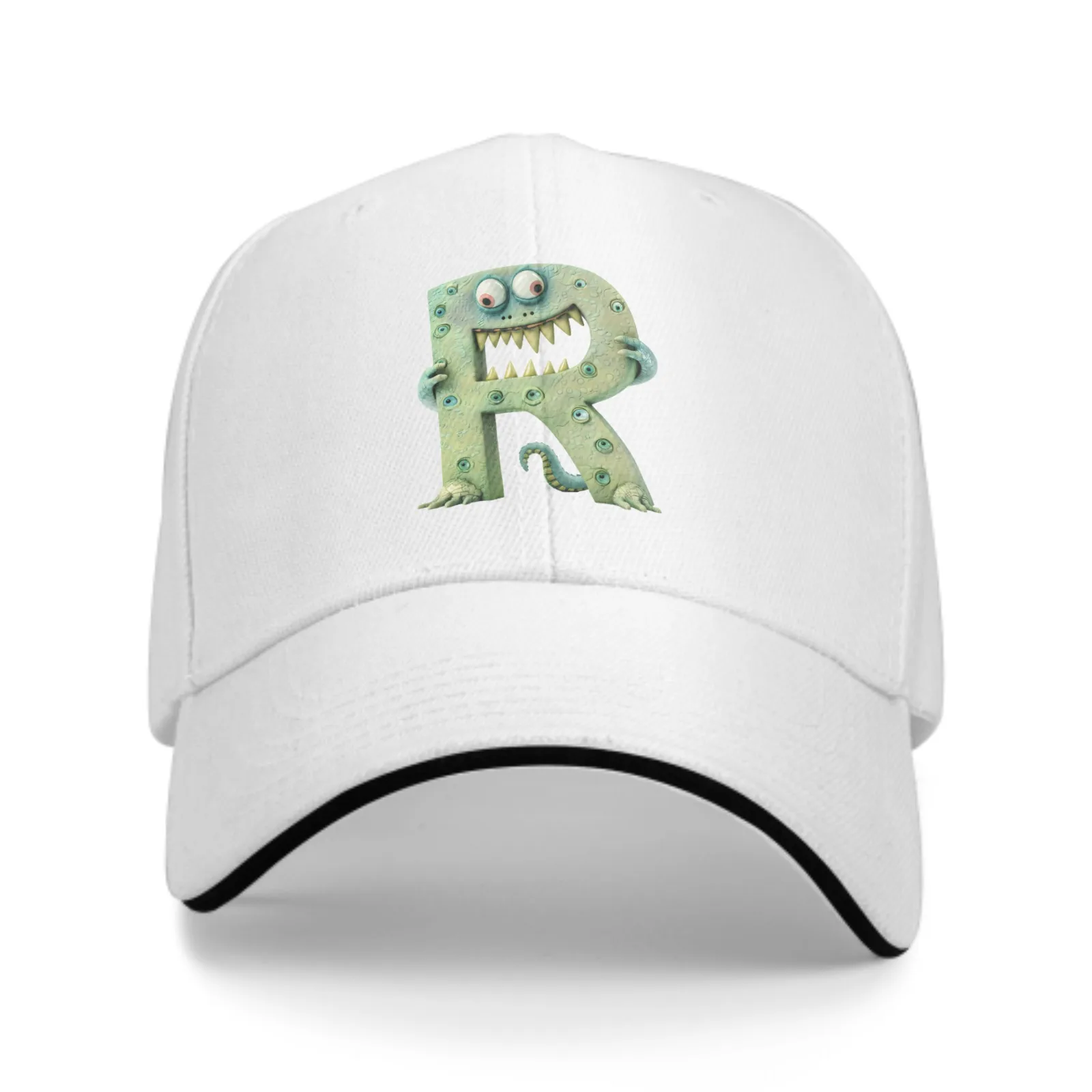 Cartoon Letter R Baseball Cap Stamping Printing Sandwich Duck Tongue Hat Spring Summer Fashion Washed Sports Outdoor Travel