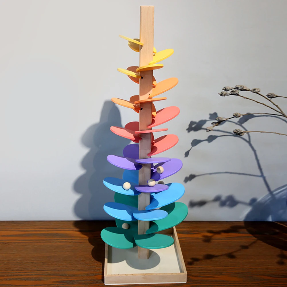Arbre Musical boule de marbre, blocs de construction de piste de course, jouets éducatifs d'apprentissage Montessori pour enfants, arbres sonores de musique arc-en-ciel