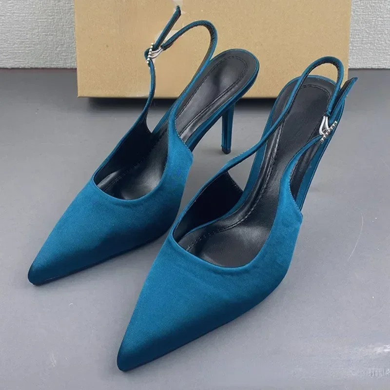 Sepatu wanita hak tinggi ujung lancip mode sepatu wanita musim gugur 2025 baru gaun elegan slingback rendah wanita Zapatos Mujer