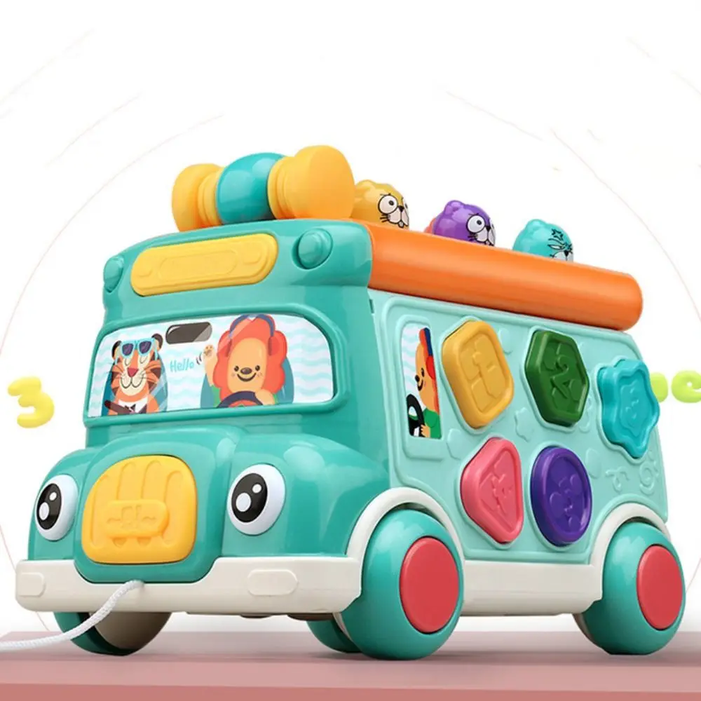 Autobús apilable multifuncional de aprendizaje temprano, juguete educativo, Educación Musical, martillo de autobús, juegos de rompecabezas, autobús Musical