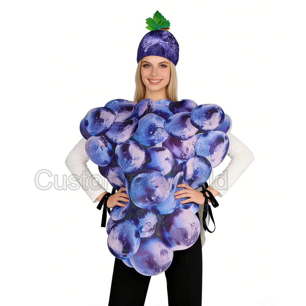 Grape Fruit Costume for Halloween Sports Day Party Funny Role Play Outfit Adults Kids Grape themed funny cosplay outfit