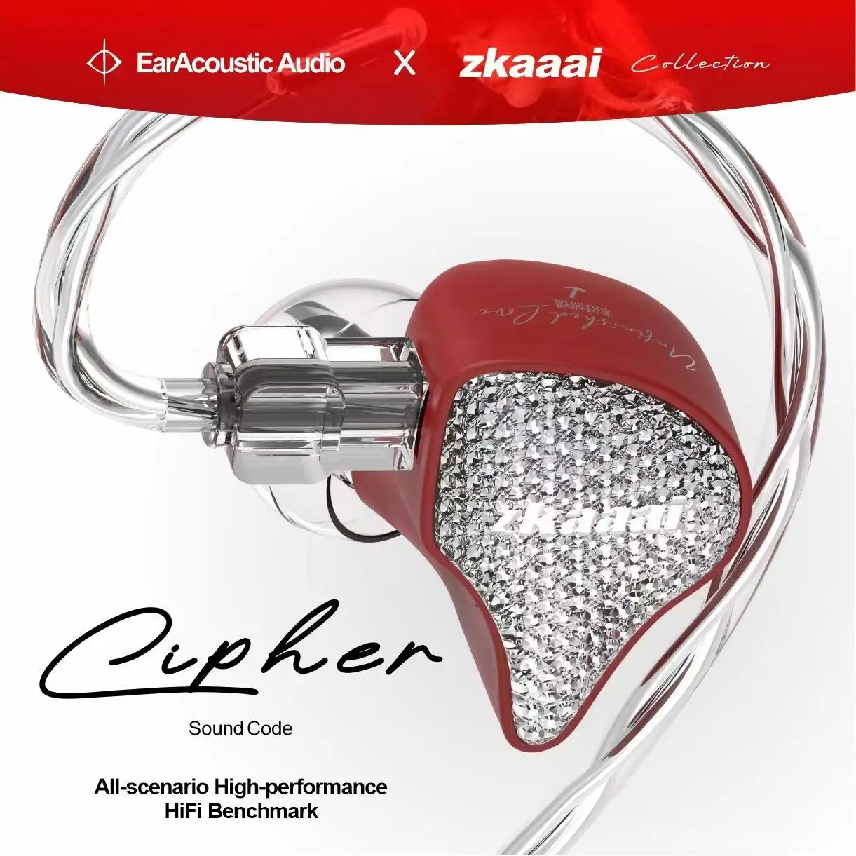 

EarAcoustic Audio CIPHER X Zkaai High Performance IEMs 10mm Dynamic Driver In-Ear Earphones MIC, HIFI Bass, Wired Headphones