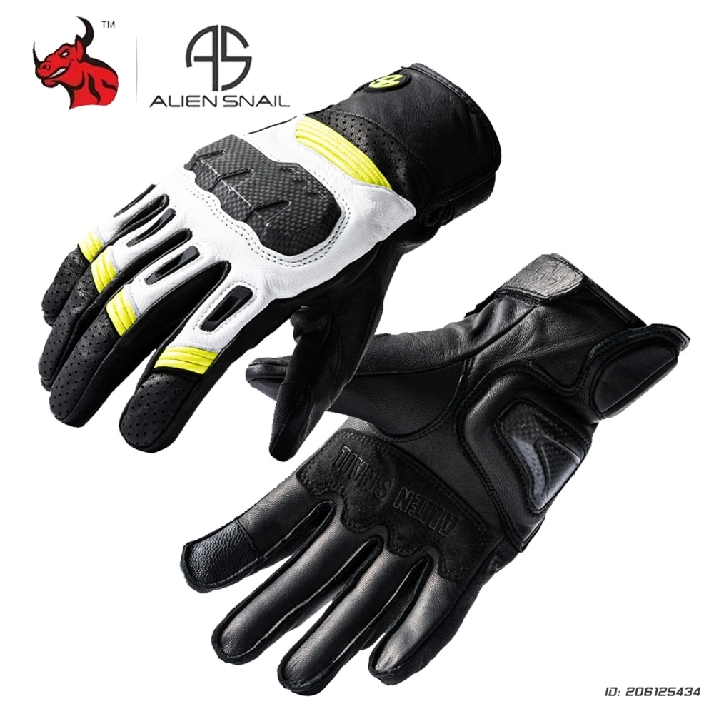 

Motorcycle Leather Gloves Summer Breathable Carbon Fibre Gloves Touch Screen Goatskin Leather Motocross Riding Gloves Protective