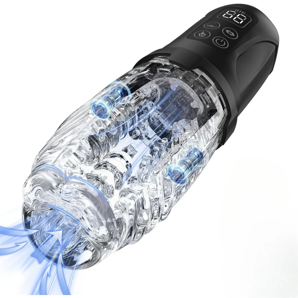 Male Masturbator Penis Pump 7 Vibrating 7 Sucking Modes Squeezable Pocket Pussy Stroker LCD Display Blowjob Adult Sex Toys Men