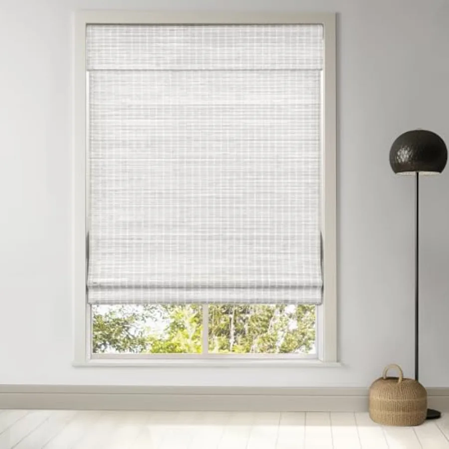 

Cordless Bamboo Roman Shades, Privacy Blinds for Interior Windows, Room Darkening Roll Up Bamboo Blinds for Home and Patio, 20"