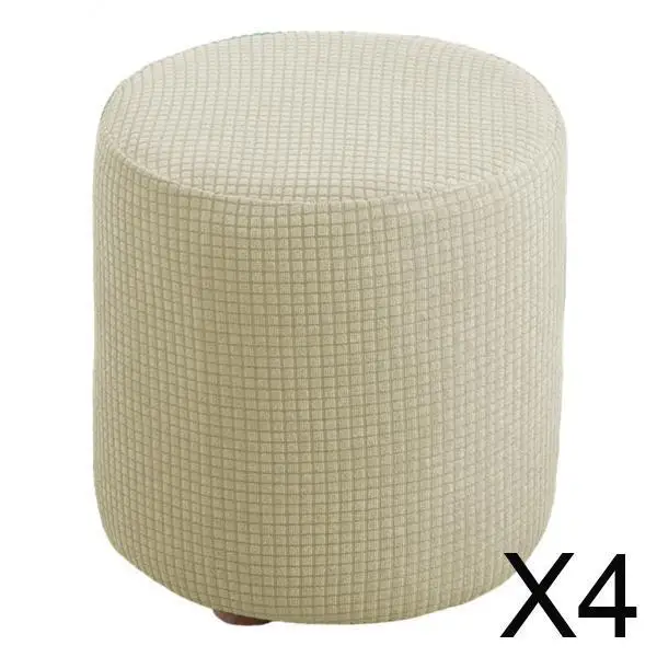 

Elastic Ottoman Slipcover Furniture Protector for Round Ottoman Stool Bar Armchair with 4 Feet