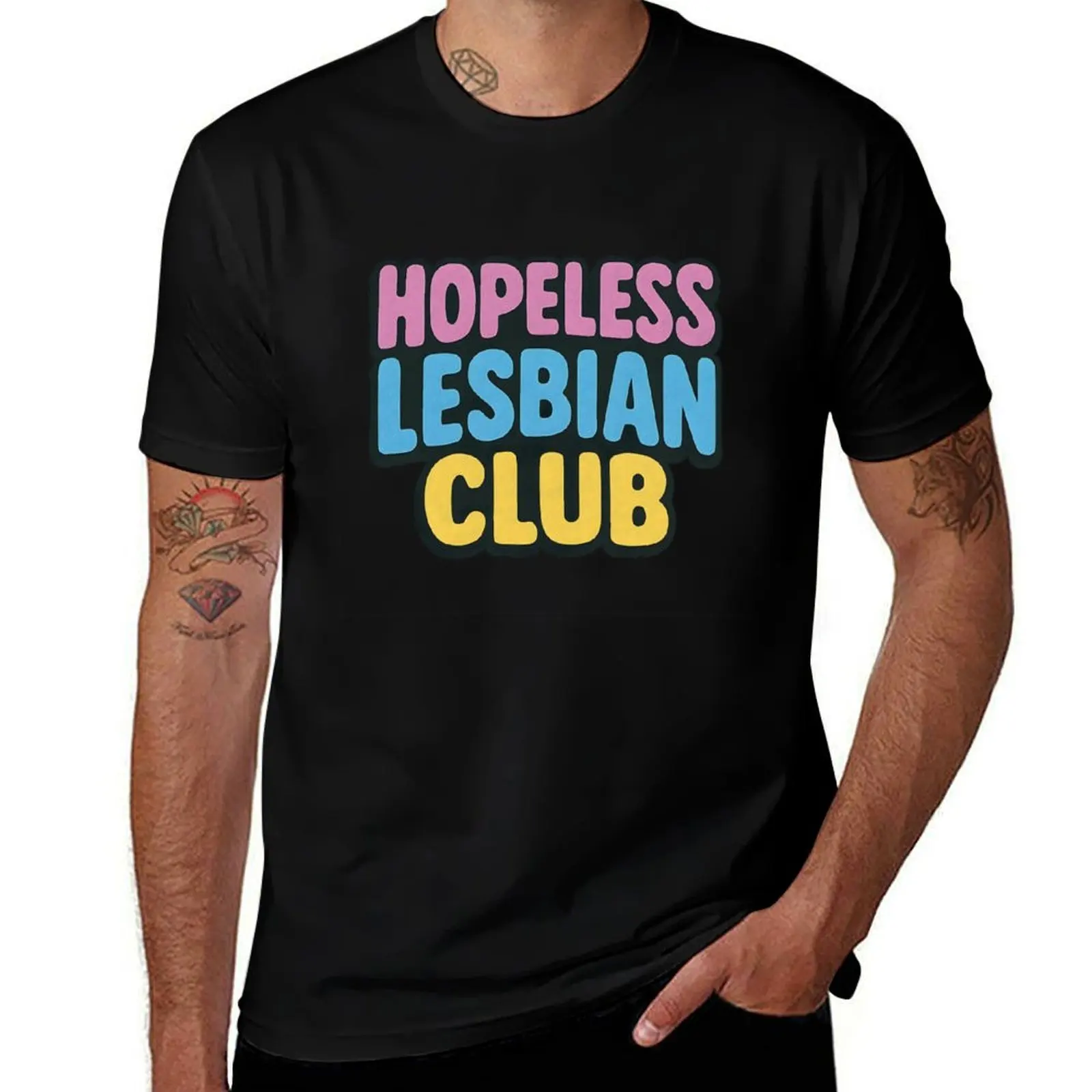 

Hopeless Lesbian Club - Bold Retro Design T-Shirt vintage t shirts blue lock designer shirts plus size men clothing