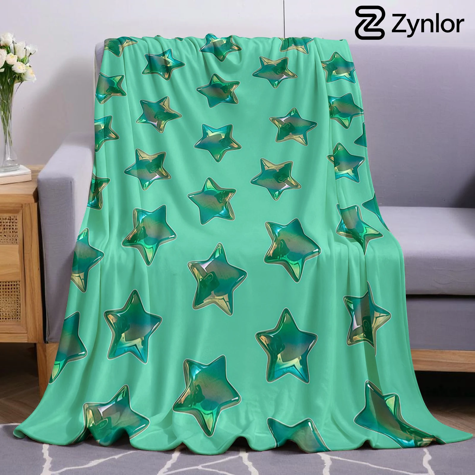 Hologram Star Lightweight Microfiber Soft Christmas Fleece Blanket Warm Cozy Throw for Bed Sofa Office Travel All Season