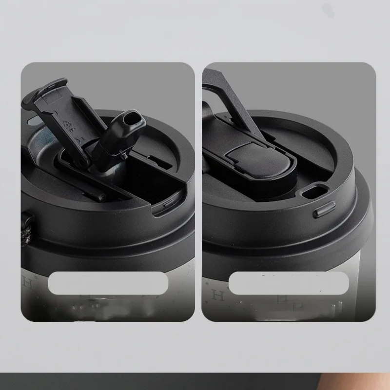 Insulated Coffee Mug with Ceramic Coating Travel Mug with Leak-proof Straw Lid Vacuum Double-wall Tumbler Thermal Cup Keep Cold 4
