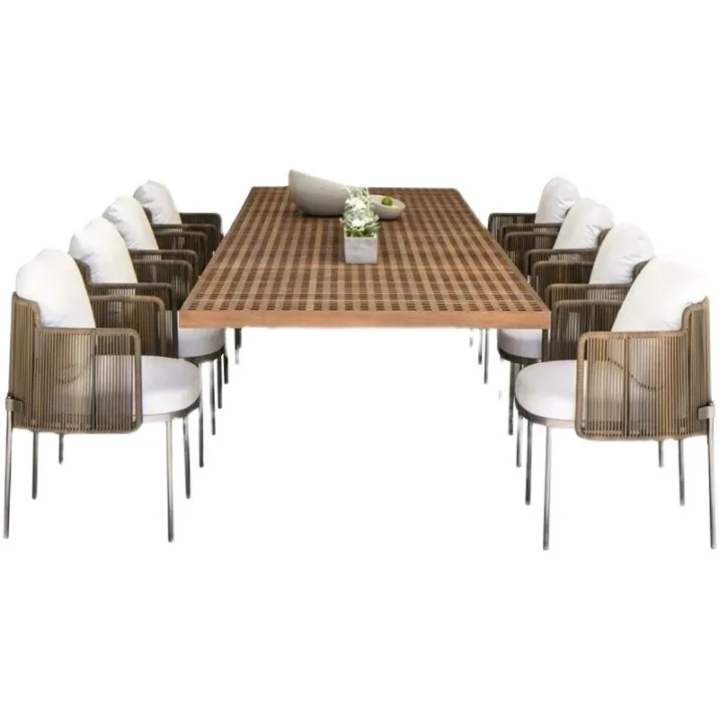 

Outdoor tables and chairs patio terrace rattan high-end outdoor leisure garden rattan chair villa model room sales department fu