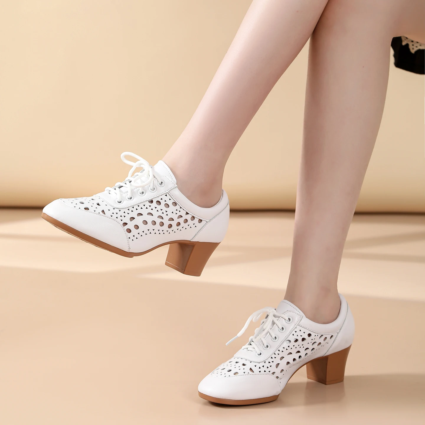 black-latin-dance-shoes-women's-breathable-hollow-out-soft-bottom-square-dance-shoes-round-toe-leather-upgraded-version