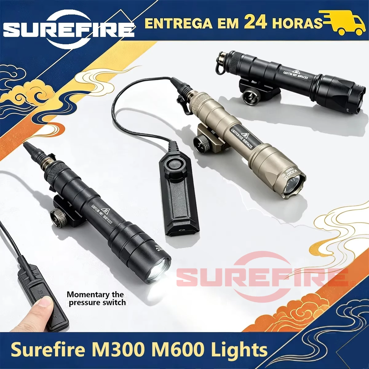Surefire M600 M300 Tactical Airsoft M600C Powerful Flashlight Dual Pressure Switch for AR15 20mm Rail Hunting Lamp Scout Lights