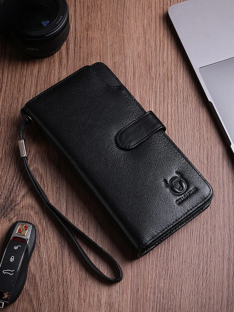 soft-cowhide-leather-zipper-wallet-men's-casual-business-long-wallet-multi-function-mobile-phone-bag-leather-goods