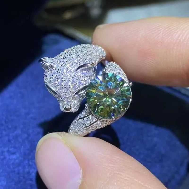 SACE GEMS-Anel Moissanite para Mulheres, S925 Sterling Sliver Plated, Ouro Branco 18k, Noivado de Casamento, Anéis de Joias Finas, 2ct