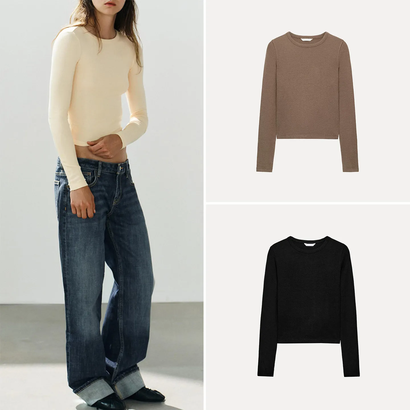 Fashionable Long Sleeve Slim Fit round Neck T-Shirt for Women in Various Colors Casual Style Autumn Collection Zadata Brand