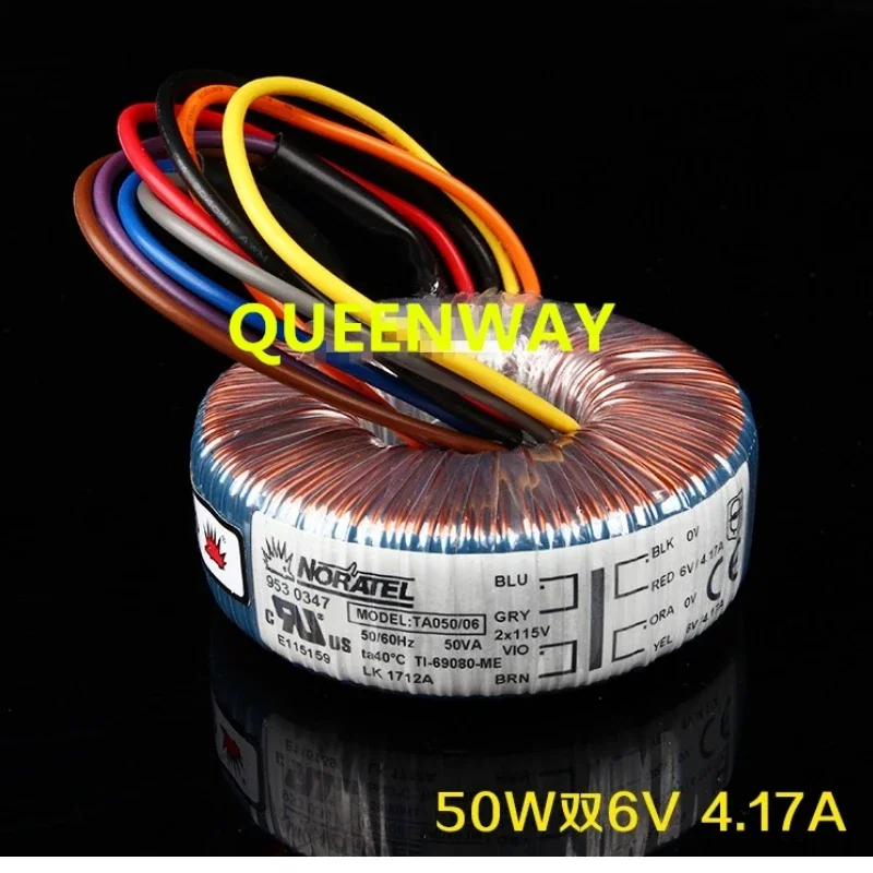 T-020 50va 2*6v 1.39a New Noratel Toroidal Transformer 50w Primary 0v-115v*2 50/60hz Secondary 0v-6v*2 4.71a Rated Voltage