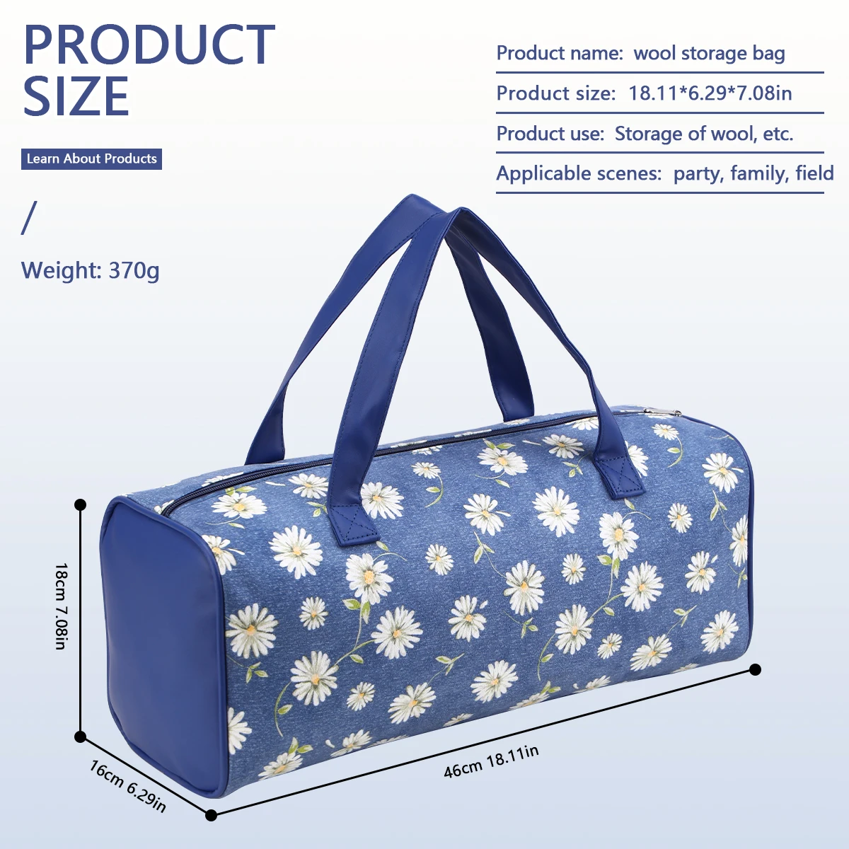 Large Capacity Wool Storage Bag Portable Knitting Bag DIY Yarn Storage Organizer Storage Bag for Yarn and Crochet Hooks Sewing