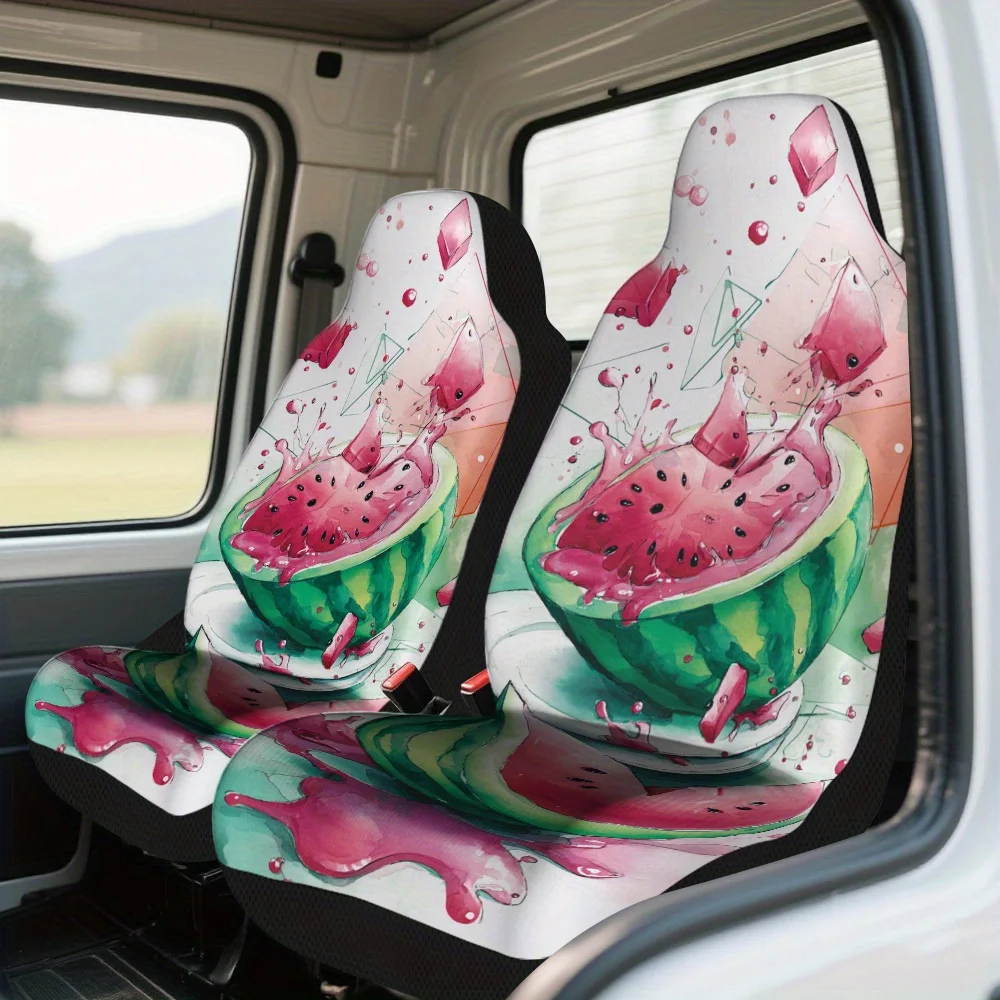 Universal Set Of 2 Valentine'S Day Watermelon Slice Car Seat Covers, Designed Front Seats For Both Men And Women, Suitable For C