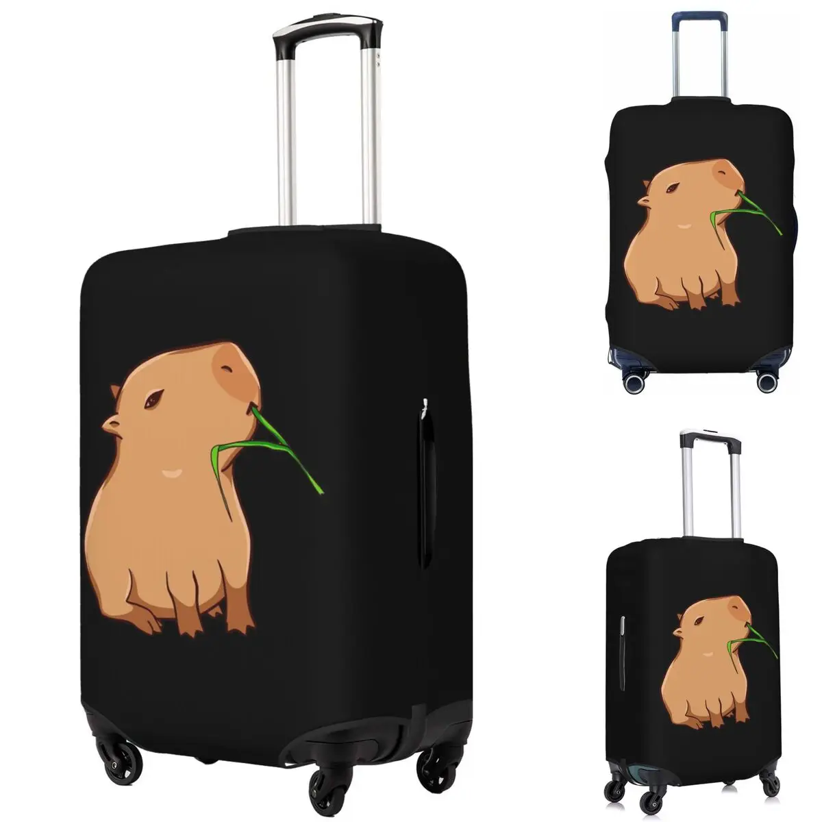 

Capybara With A Leaf, Eat Your Greens Suitcase Cover Protection Elastic Travel Luggage Protector Covers for 18-32 Inch