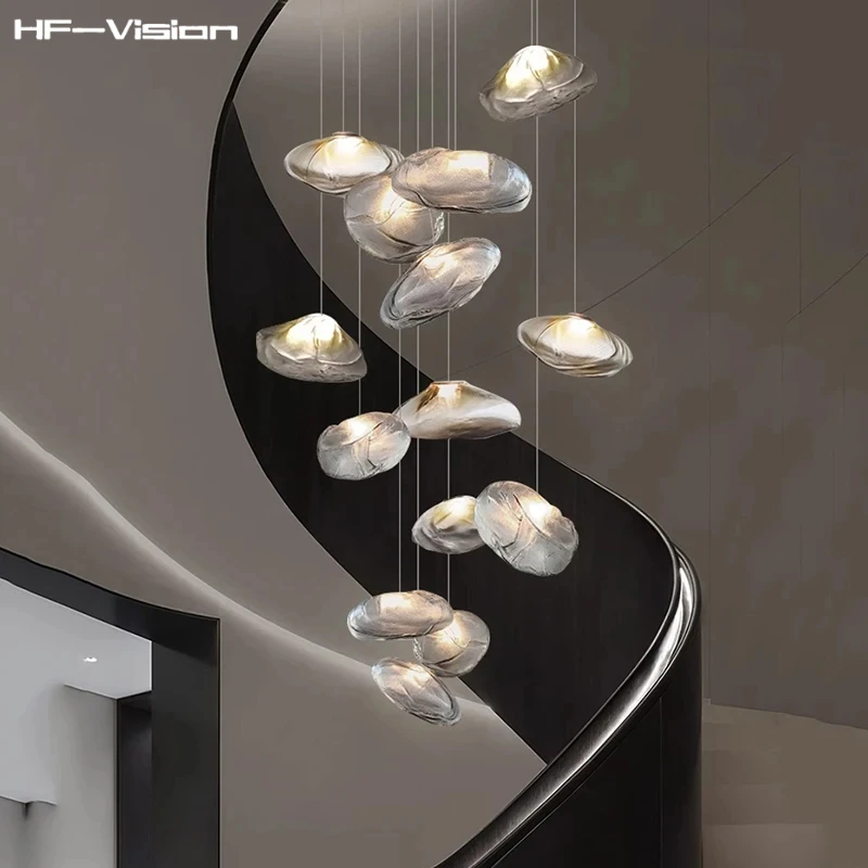 

Modern smoky Glass lampshade LED Pendant Lustre for Dining room hanging indoor lighting staircase lamps,Dimmable Chandeliers