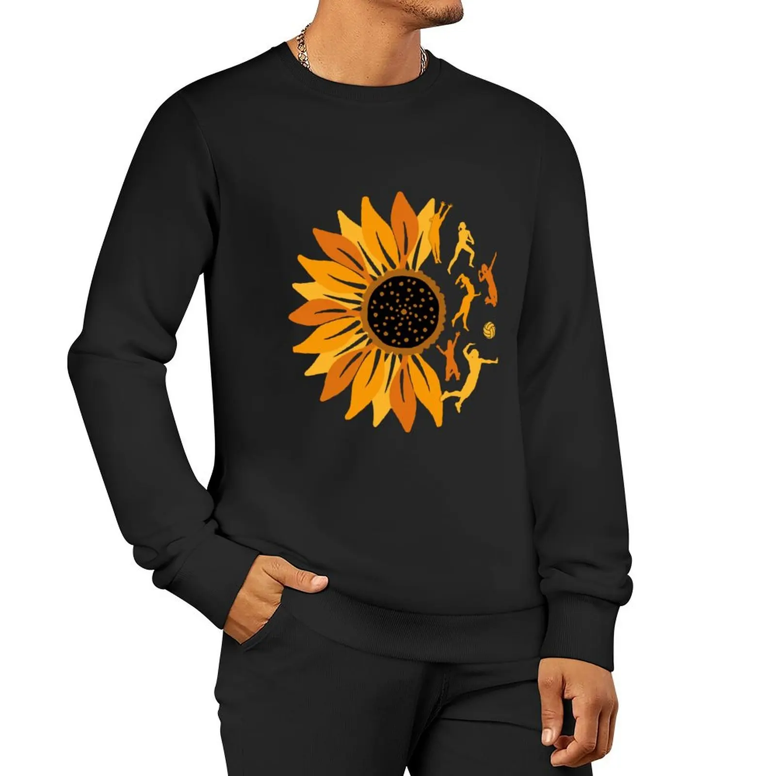 

Sunflower Volleyball Pullover Hoodie graphic t shirts men male clothes anime clothes men clothing new in hoodies & sweat-shirt