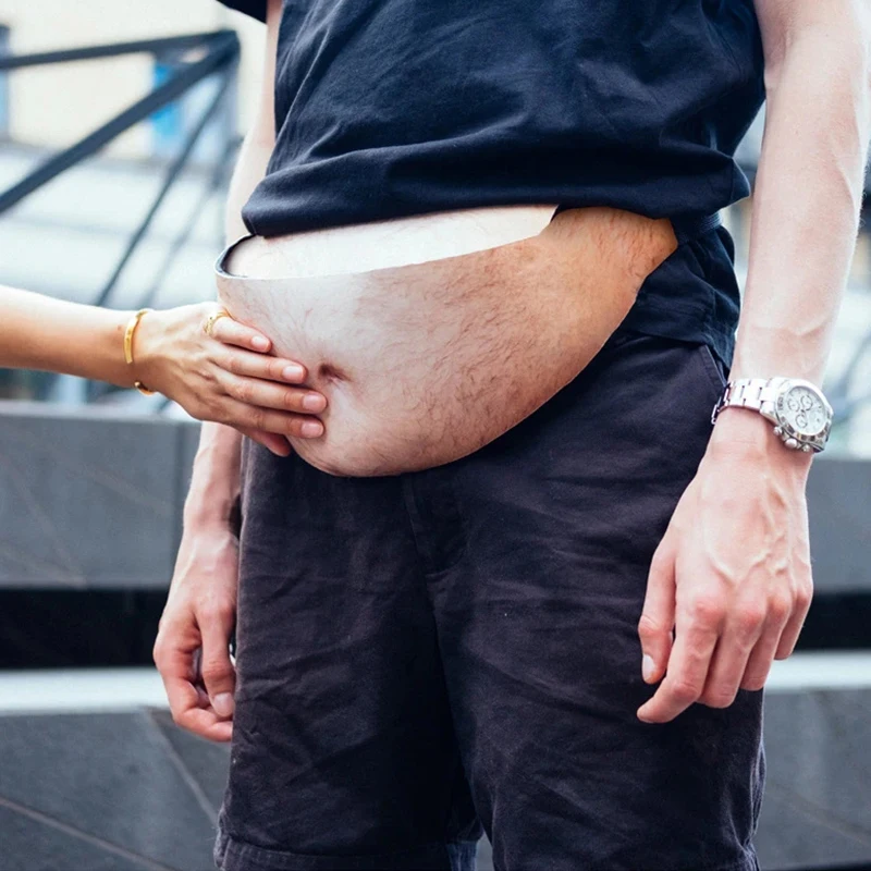 Divertente Pop Dad Bod Money Belt Bag Womwn borse a tracolla da viaggio Flesh Color Creative marsupio Beer Fat Belly Bum Pouch marsupio