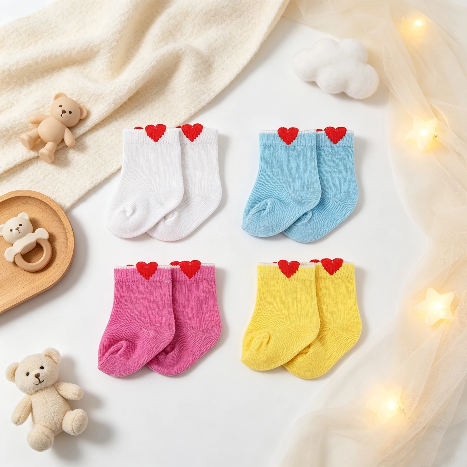 A Pack 10 Pairs Doll Socks Cute Solid Heart Stripe Ankle Socks Doll Accessories For 18