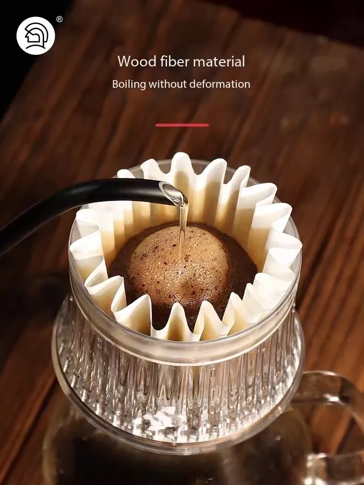 كوب فلتر قهوة بالتنقيط يدوي على طراز البطل ، ورق ترشيح ، وعاء كيك على شكل وعاء ، عبوة من 50 ورقة