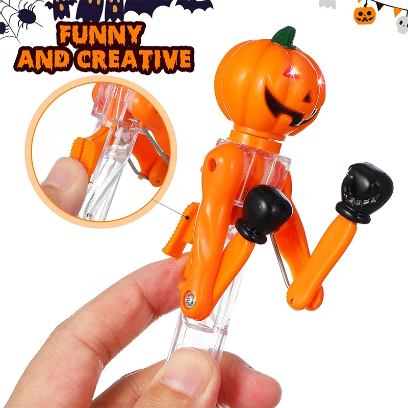 Imagem -02 - Iluminado Pumpkin Boxing Ballpoint Pen Prêmios Infantis Estudantes Decompression Papelaria Presentes de Halloween 10 Pcs