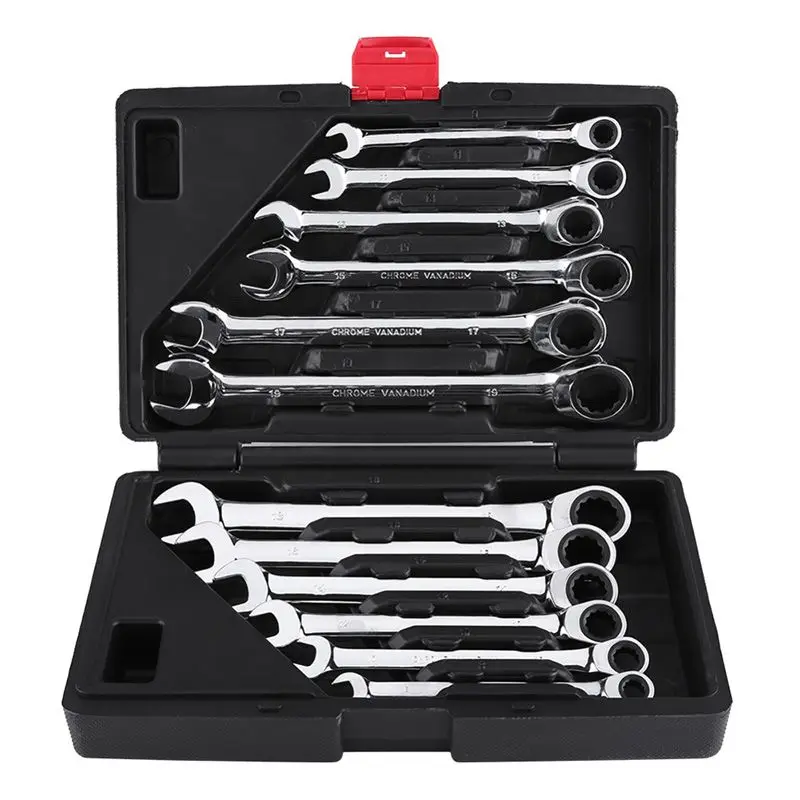 12 Piece Set Dual-purpose Fixed Ratchet Wrench Quick Wrench Set Hardware Tools 72 Teeth 180 Degree Rotation