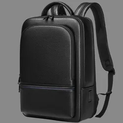 100% Genuine Leather Leather 15.6''Laptop Backpack Men USB Backpack Genuine Leather Travel Bag Large Shoolbag For Boys Mochila