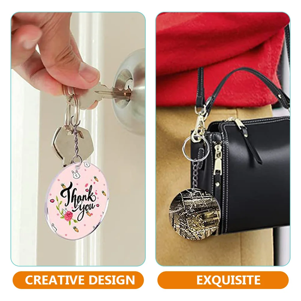 

1 set 60 Pieces Acrylic Keychain Blanks Round Diy Key Ring Tags Stainless Steel Custom Projects Hotel Labels Popular Accessories