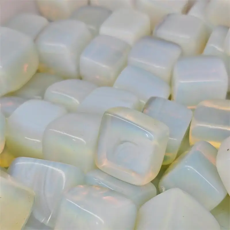 500G Natural White Opalite Cube Freeform Carving Crystals Stones Healing Fengshui Stone Carving DIY Room Decor Holiday Gift