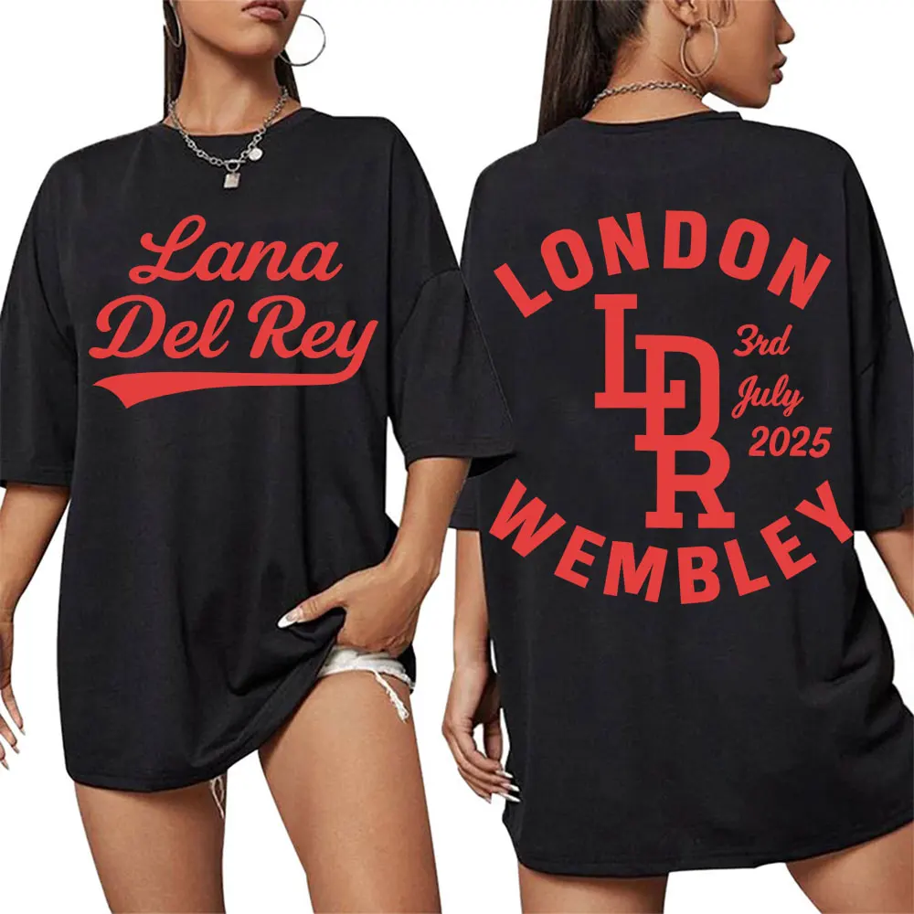 Lana Del Rey London Wembley 3rd July 2025 Tour 100 Pure Cotton Printing T Shirt Women's Summer High Quality Gift Casual Fashion