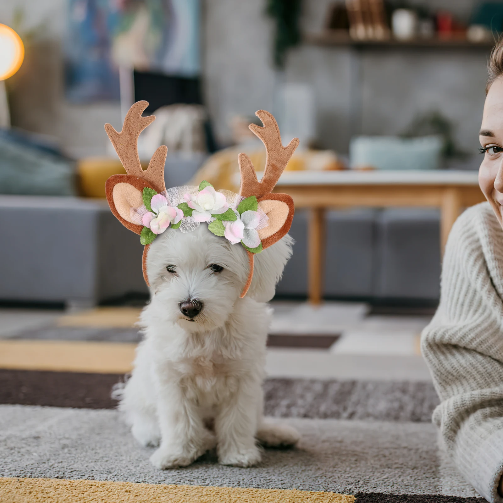 

Reindeer Antler Christmas Costume Accessory Short Reindeer Antlers Headband Dog Cat Costume Decor Headdress Hat Cat Props