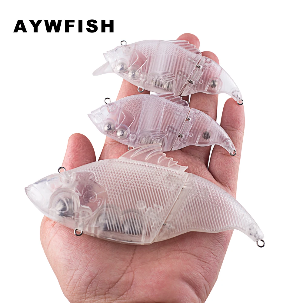 

AYWFISH Unpainted Multi Jointed Swimbait Rattles Artificial 2 Segments VIB Fish Lures Glide Bait Blanks For Bass Pike Fishing