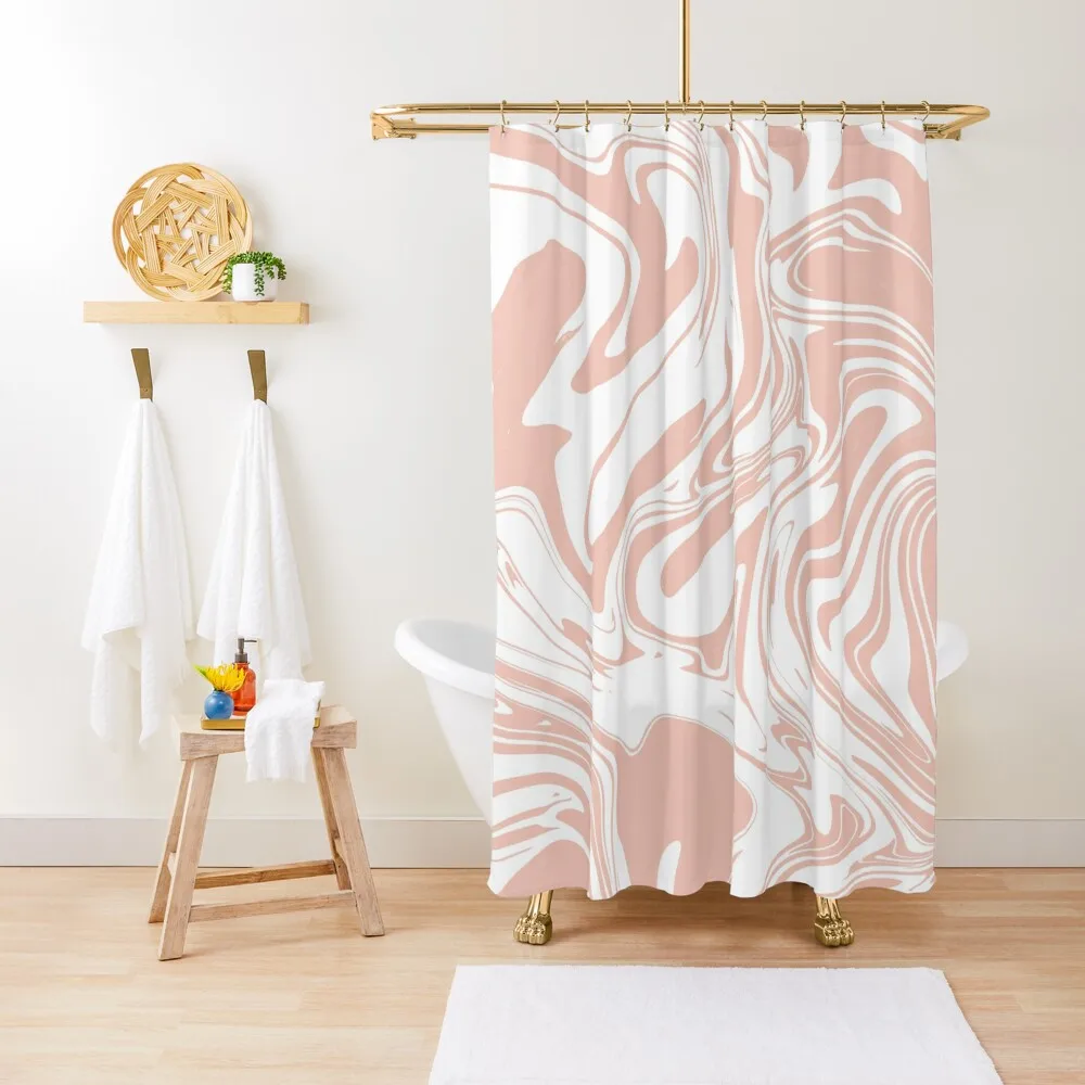 

Liquid Contemporary Abstract Simone Pink and White Swirls - Pink Retro Liquid Swirl Pattern Shower Curtain