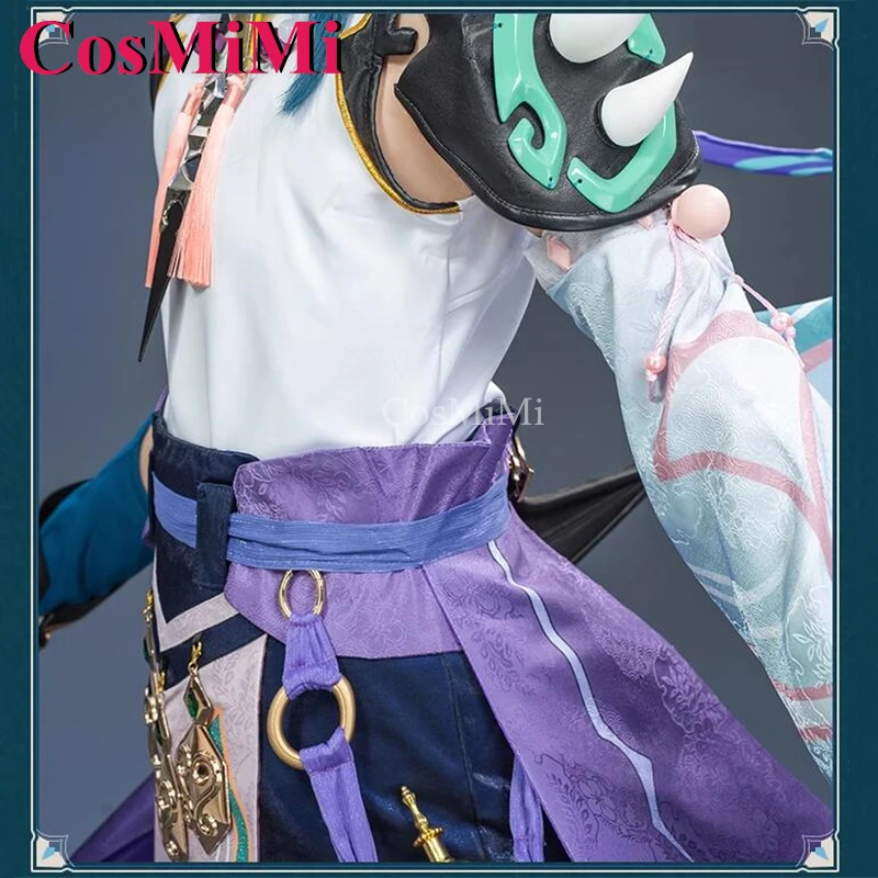 Cosmimi jogo genshin imapct xiao cosplay traje v2.0 moda bonito uniforme de combate masculino carnaval festa role play roupas novo