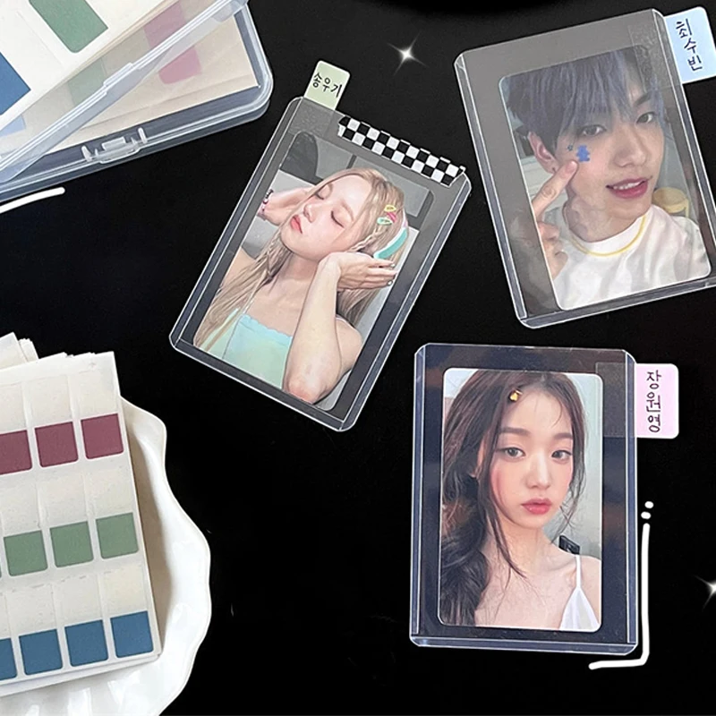 10PCS Morandi Color Cute DIY Photo Card Sleeve Stickers Index Labels Colorful Stickers Korean Style Bookmarks Sticky Notes