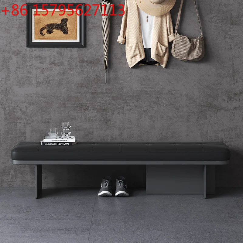

Light luxury stainless steel home shoe changing stool hotel bedside stool living room Italian entry bench